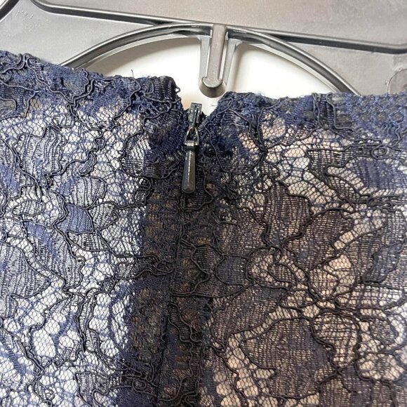 Rickie Freeman Teri Jon Women Vtg 3/4 Sleeve Lace Dress Blue 2 Wrap Belt Zip 90s - Picture 3 of 9